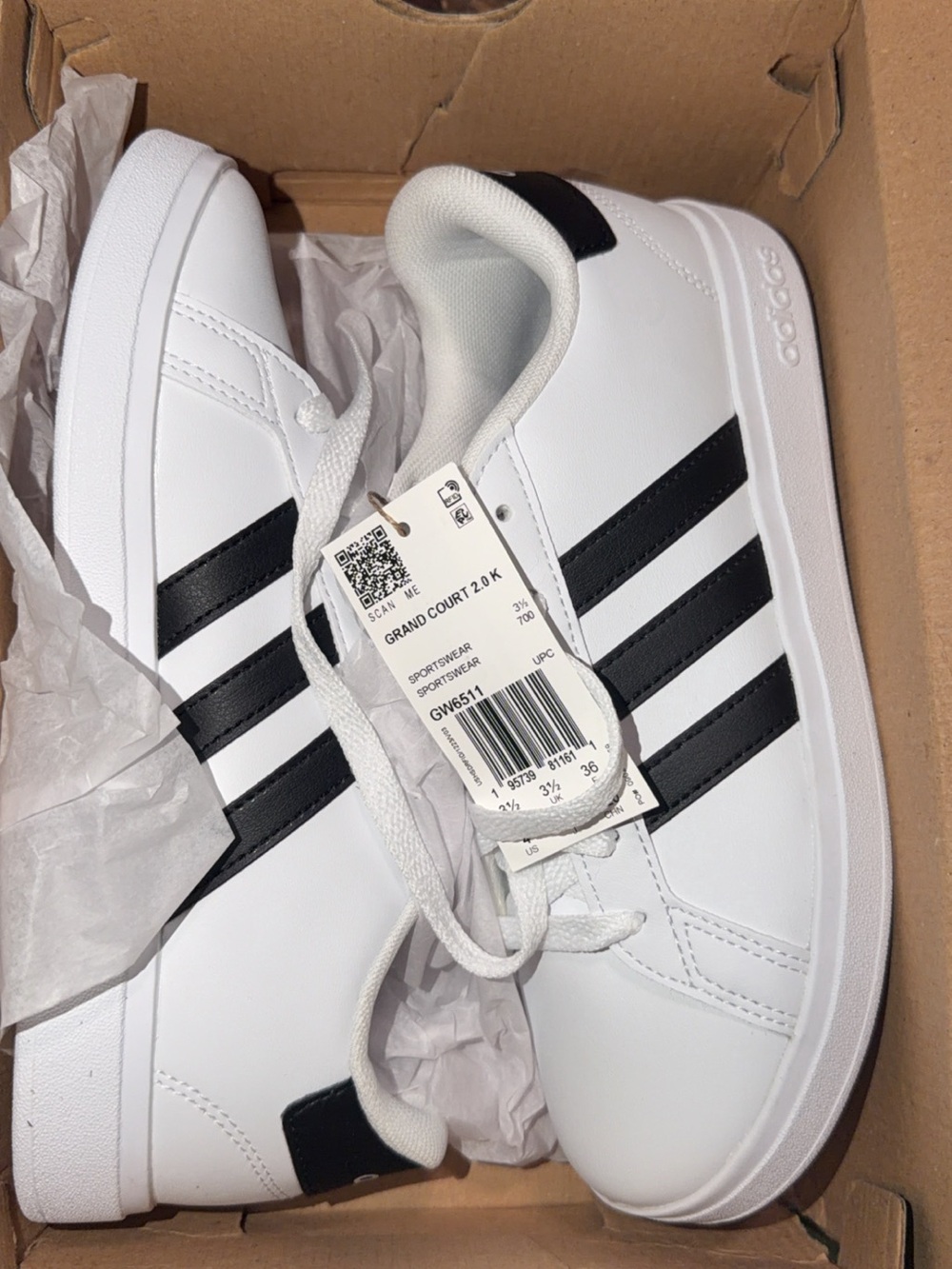 adidas White Sneakers with Black Three-Stripes